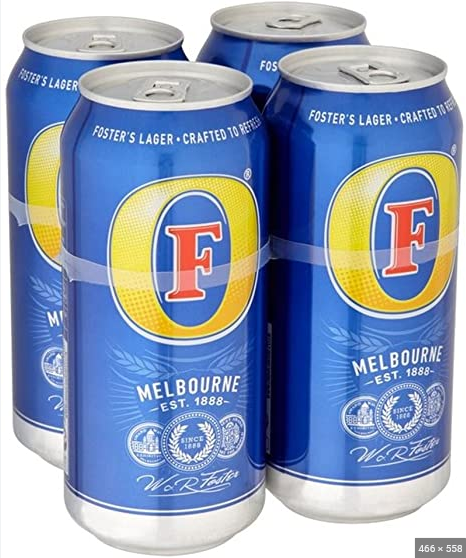 FOSTERS LAGER CAN PM £4.99 4.0% ABV 4 x 440ML