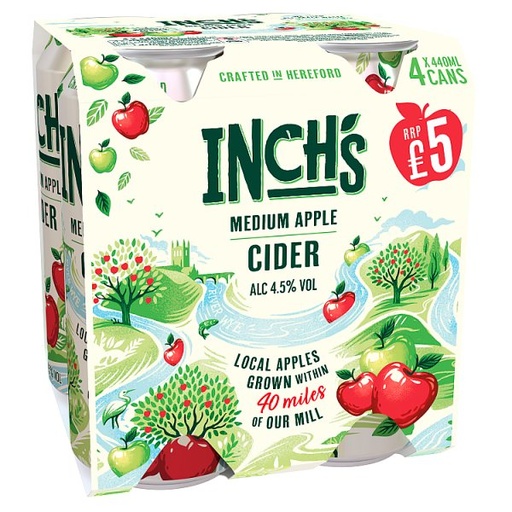 [ALC115242] INCH'S MEDIUM APPLE CIDER  PM £5 4.5% ABV 4 x 440ML