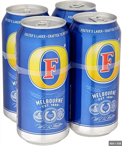 [ALC119143] FOSTERS LAGER CAN PM £4.99 4.0% ABV 4 x 440ML