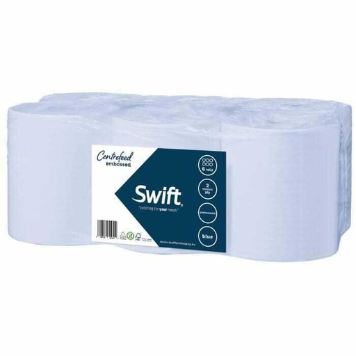 [CM116] Blue Embossed Centrefeed Roll x 6 (2ply)